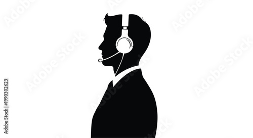 Customer service representative with headset silhouette