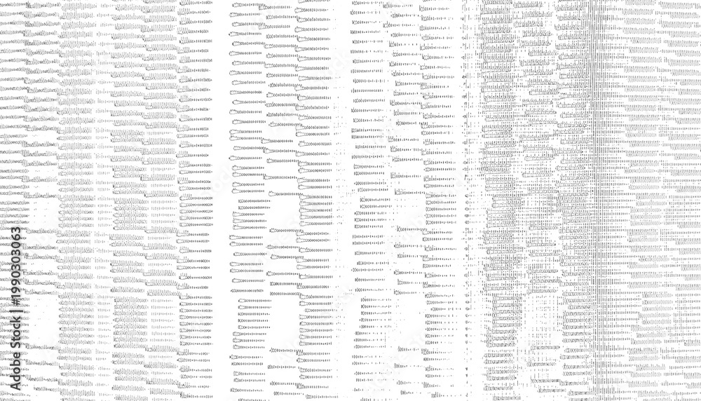 Obraz premium Dense gray vertical barcode text glitch pattern white background digital data artifact noise texture