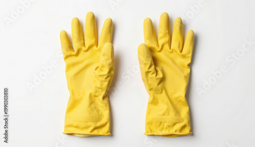Rubber gloves (pair), bright yellow, cutout