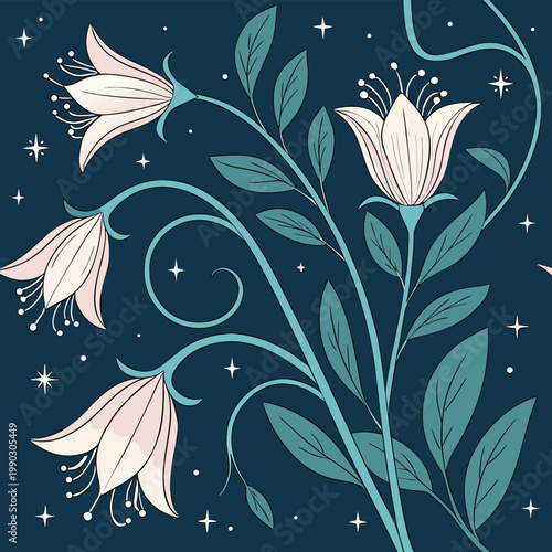 Enchanted Midnight Floral Seamless Pattern