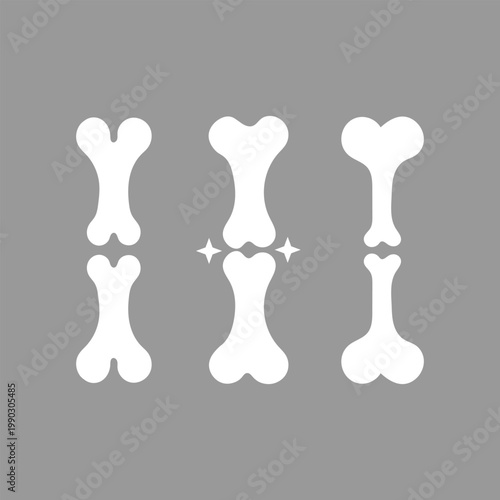 Illustration of bone fusion or joint replacement process involving two femur bones