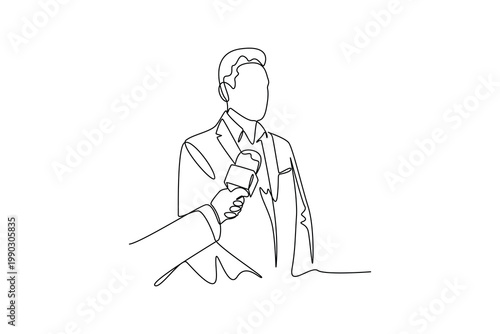 Simple continuous line draw group of journalist daily activity. Simple line, continuous line, journalist minimalist concept, all about simple line.