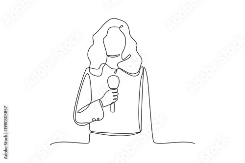 Simple continuous line draw group of journalist daily activity. Simple line, continuous line, journalist minimalist concept, all about simple line.