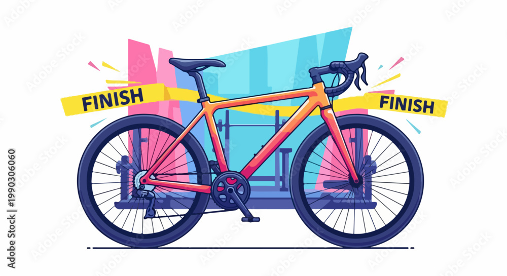 Obraz premium Colorful bicycle with finish line.