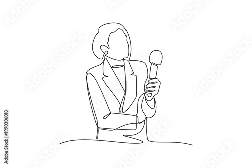 Simple continuous line draw group of journalist daily activity. Simple line, continuous line, journalist minimalist concept, all about simple line.