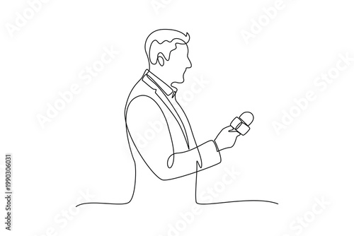 Simple continuous line draw group of journalist daily activity. Simple line, continuous line, journalist minimalist concept, all about simple line.