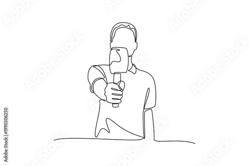 Simple continuous line draw group of journalist daily activity. Simple line, continuous line, journalist minimalist concept, all about simple line.