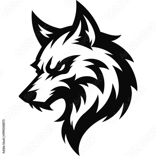 Aggressive wolf head mascot logo silhouette emblem