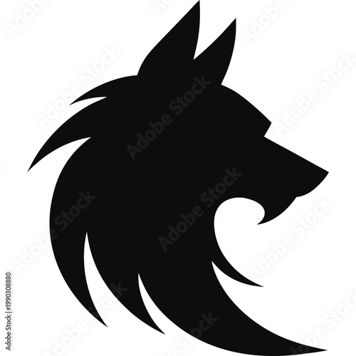 Wolf Head Silhouette Vector Icon - Wild Canine Profile Art