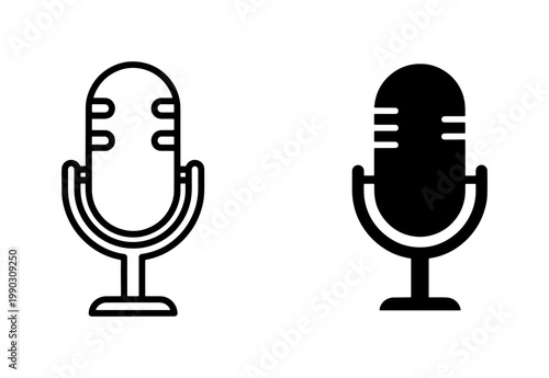 Retro Microphone Icon Set for Podcast and Audio Recording