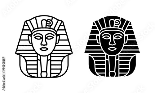 Ancient Egyptian Pharaoh Head Icon Set