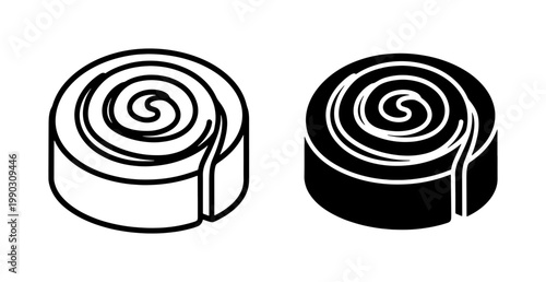 Cinnamon Roll Linear and Solid Icon Set