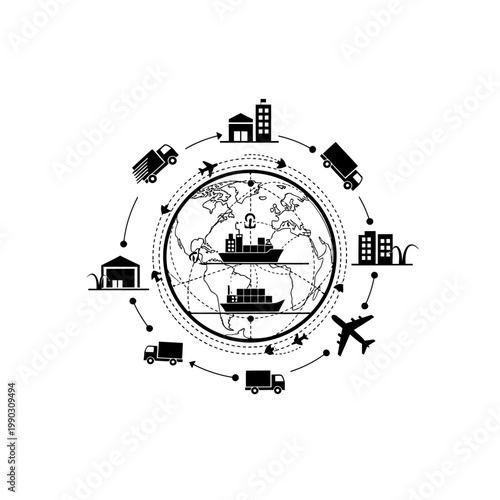 Global logistics network illustrating worldwide shipping and transportation routes