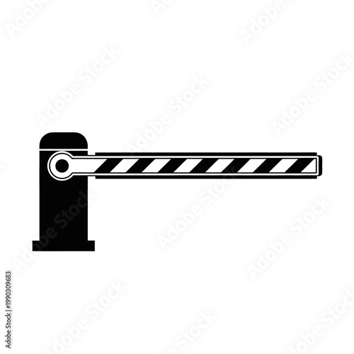 Black and white illustration of a parking barrier gate on white background