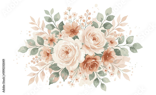Elegant Watercolor Floral Arrangement with Soft Hues.