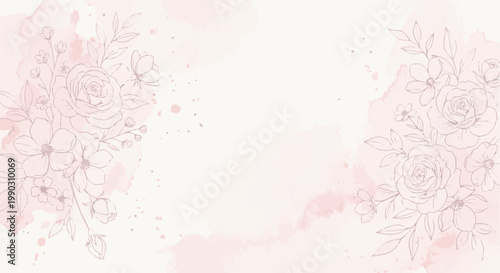 Delicate floral outlines with subtle watercolor accents.