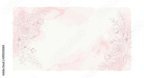 Delicate Floral Watercolor Background with Soft Pink Hues.