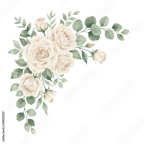 Elegant White Rose Floral Arrangement Corner Design.