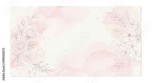 Elegant watercolor floral frame with delicate botanical elements.