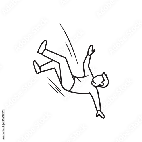 Man falling down outline vector flat illustration design