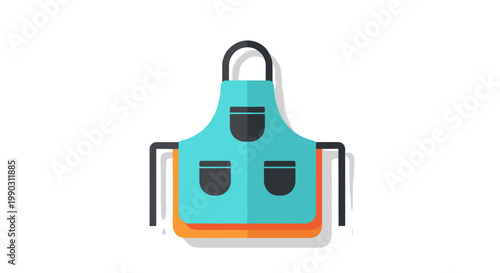 Colorful illustration of a vibrant teal apron with two prominent black pockets, layered over an orange apron, isolated on a white background
