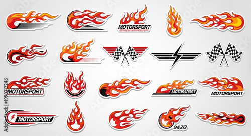 Collection of Flame Graphics and Motorsport Emblems.