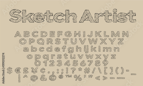Sketch Artist Hand-Drawn Scribble Font Text Effect – Full Alphabet, Numbers & Symbols