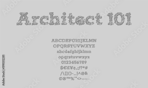 Architect 101 Hand-Drawn Serif Sketch Font Text Effect – Full Alphabet, Numbers & Symbols