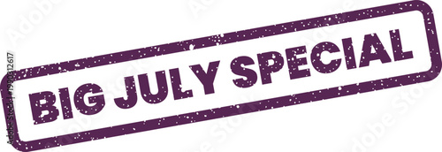 Distressed rectangular rubber stamp vector marking a big July special event, suitable for seasonal sales and promotions