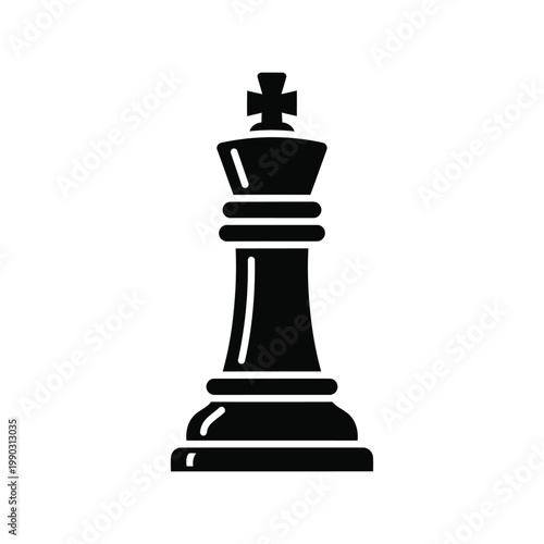 Chess King Icon Vector Black Silhouette Isolated Clipart for Game Strategy Design