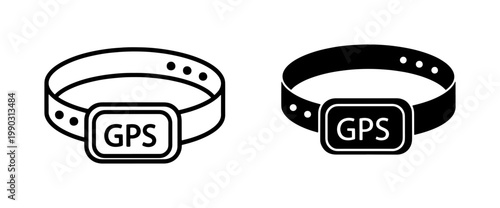 Pet GPS Tracking Collar Icon Set