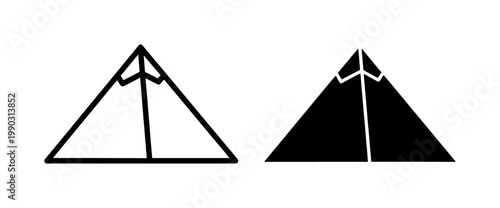 Minimalist Pyramid Icon Set in Outline and Solid Style