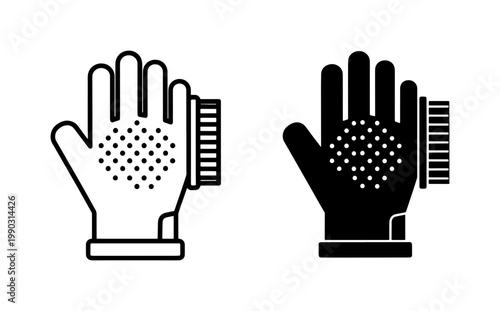 Pet Grooming Glove Icon Set for Animal Hair Removal