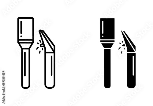 Woodworking Chisel and Carving Knife Icon Set