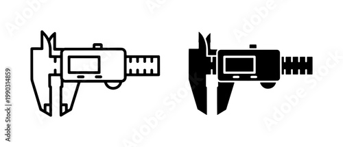 Digital Vernier Caliper Icon Set for Precision Measurement