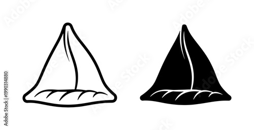 Samosa Indian Snack Black Line Art Icon Set