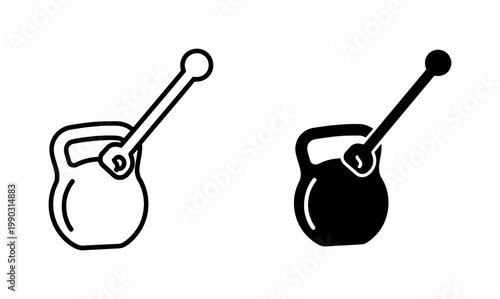 Kettlebell with Lever Arm Gym Equipment Icon Set