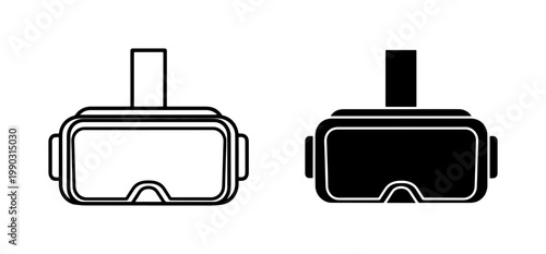 Virtual Reality Headset Icon Set in Line and Solid Style