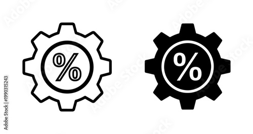 Percentage Discount Gear Icon Set for Financial Optimization
