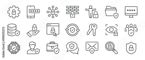 Security thin line icons. For website marketing design, logo, app, template, ui, etc. Vector illustration