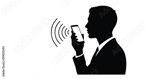 man speaking into smartphone voice assistant