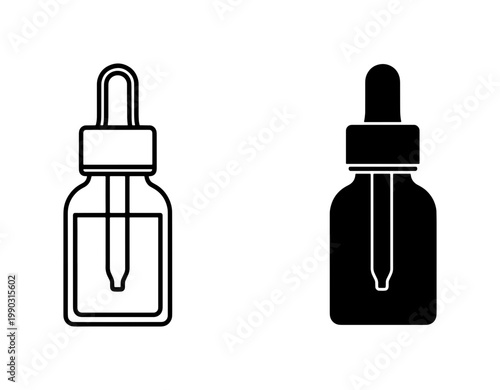Dropper bottle icon set for serum or essential oil