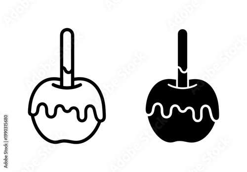 Caramel Apple Candy Icon Set