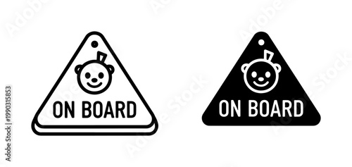 Tableau sur toile Baby On Board Car Safety Sign Icon Set