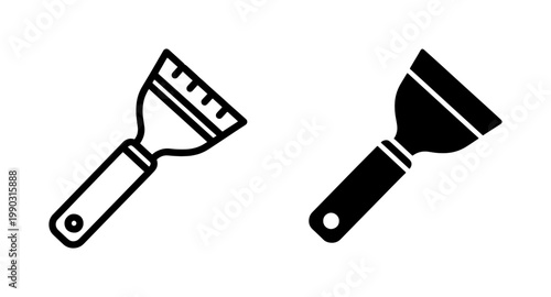 Putty knife icon set for construction and home repair