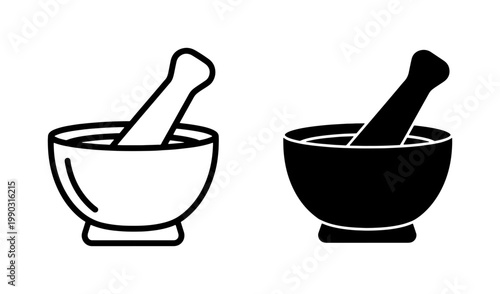 Mortar and Pestle Pharmacy Icon Set