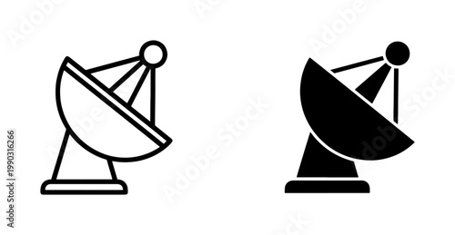 Satellite Dish Antenna Icon Set for Communication Technology