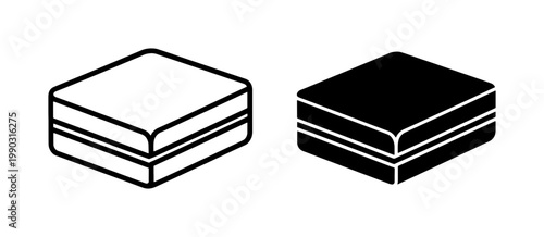 Isometric Mattress Icon Set in Outline and Glyph Style