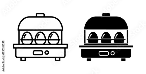 Electric Egg Cooker and Steamer Device Icon Set