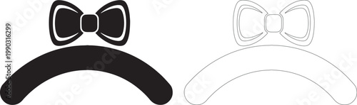 Black and white bow tie with curved base silhouette